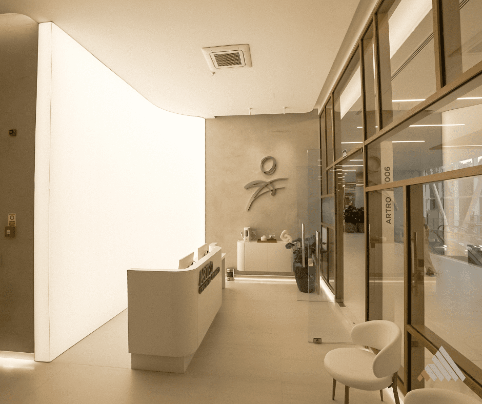 tela tensionada em recepção